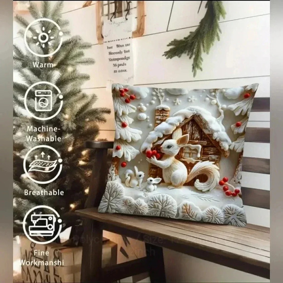 Holiday Gingerbread House Christmas Pillow Cover - Picture 5 of 7